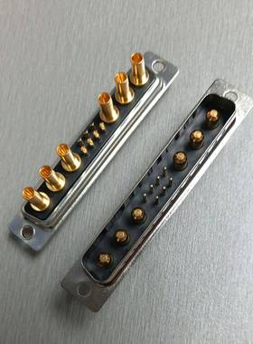 矩形大电流D-SUB13W6打线式公座混合大电流7+6压线式公头连接器