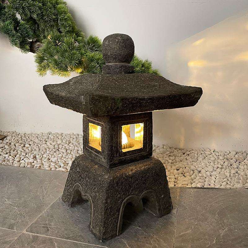 石灯笼日式庭院灯中式石头灯电石灯户外花园林枯山水景观石雕摆件