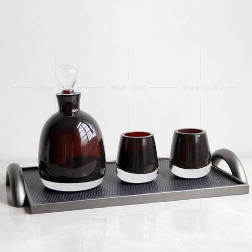 现代简约轻奢高端玻璃琉璃酒具摆件样板间酒店客厅餐桌茶几装饰品