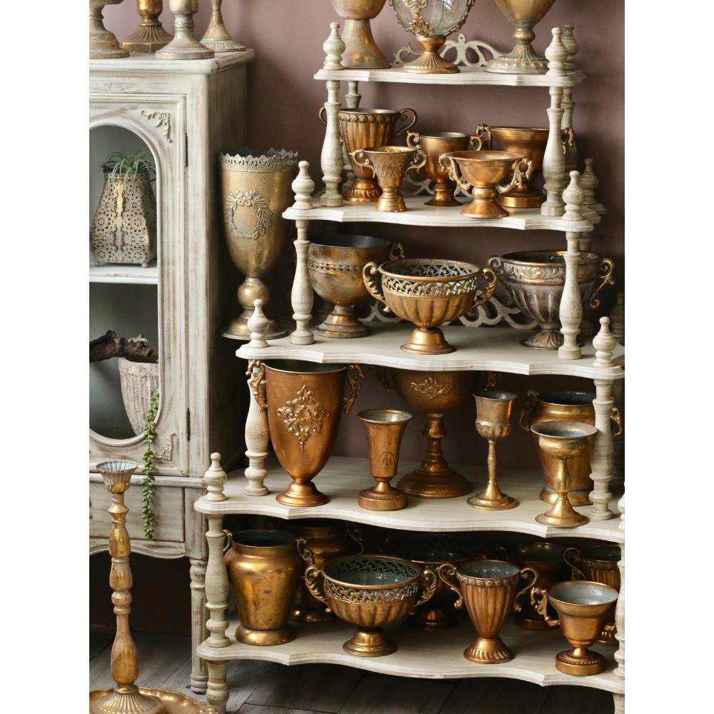 法式宫廷金色银色插花翁奖杯罗马柱铁花瓶软装饰品中古风摆件道具