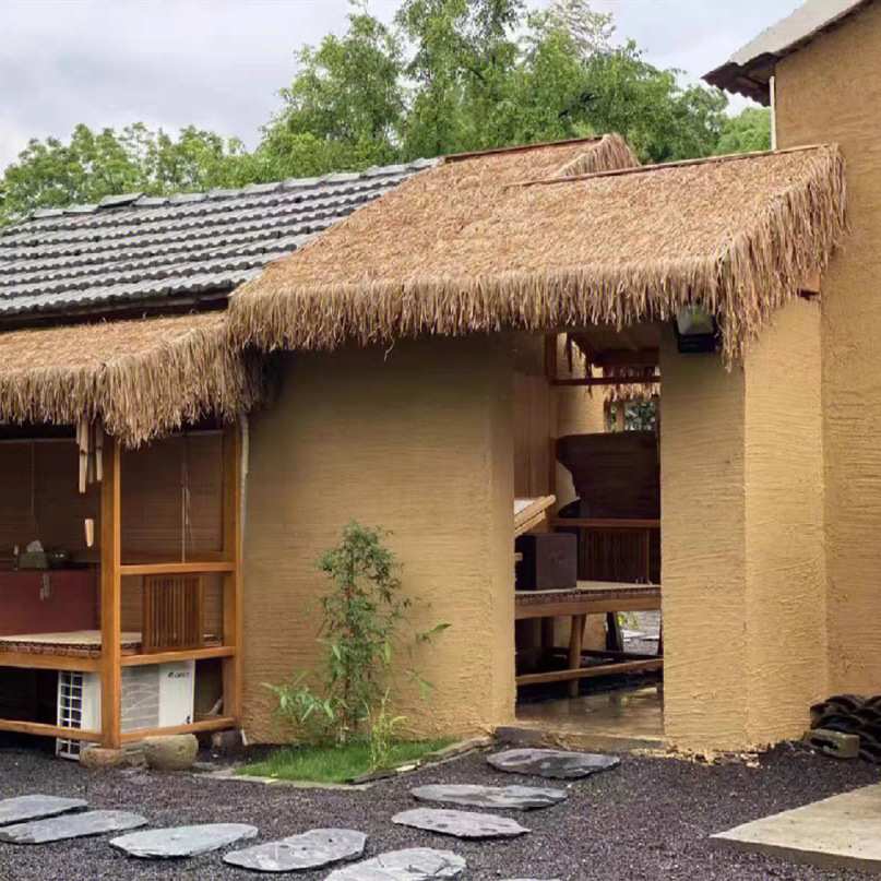 生态稻草漆 室内外复古夯土墙泥 稻草泥草筋灰 民宿艺术质感涂料