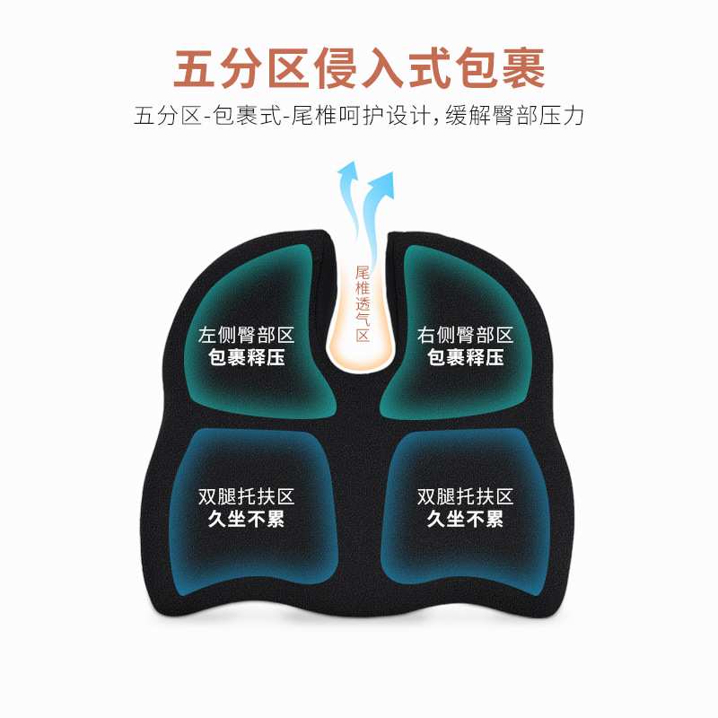 记忆棉单人坐垫办公室久坐不累四季通用学生椅垫汽车座垫 护腰