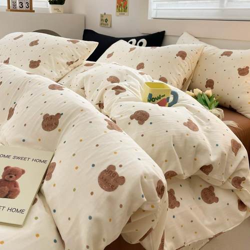 A类全棉双层纱床上四件套2024春季款纯棉儿童床品被套床单三件套4