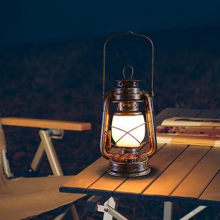 手提式复古马灯LED充电池多功能煤油灯氛围装饰老式太阳能露营灯