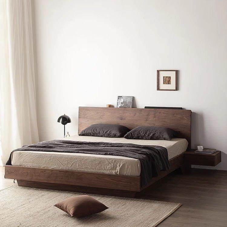 北欧黑胡桃木实木床现代简约高箱储物双人床樱桃木床头柜一体大床,智能设备,其他智能设备,淘宝优惠券,粉丝福利购,淘宝优惠卷