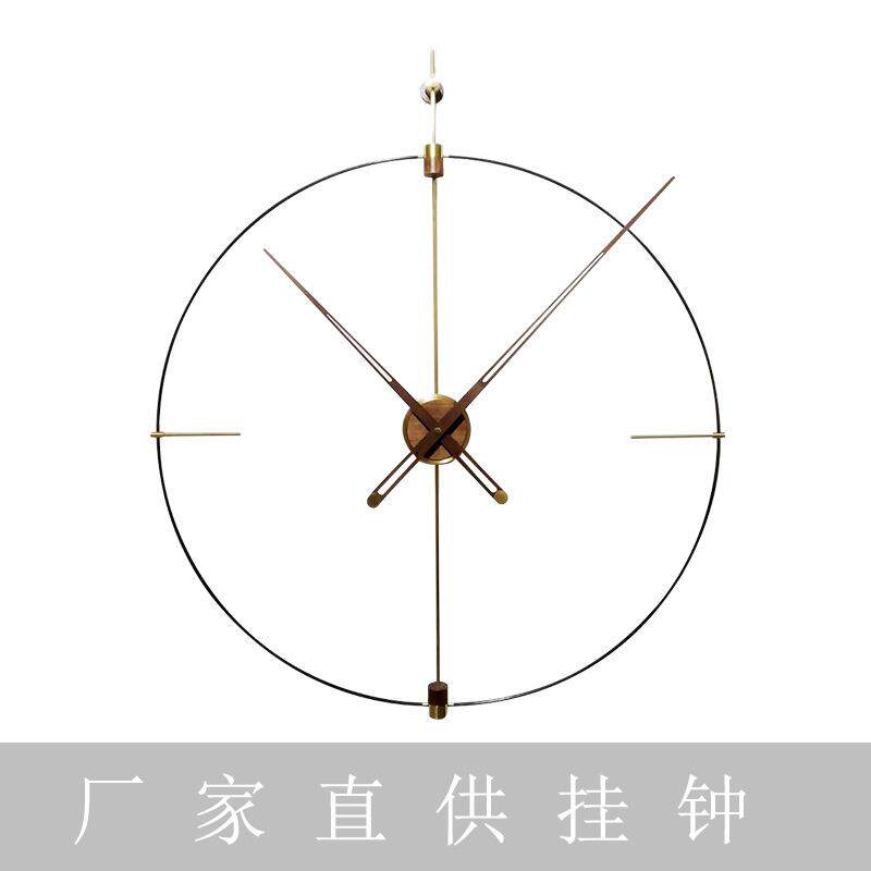 客厅挂钟北欧西班牙大指针挂钟表单圈金属铁艺墙面时钟手工
