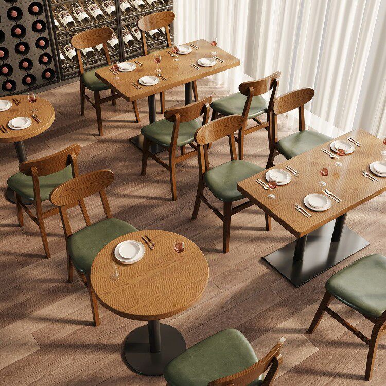 东南亚风桌椅快餐厅茶楼面馆烧烤饭店实木餐饮卡座沙发储物长方圆