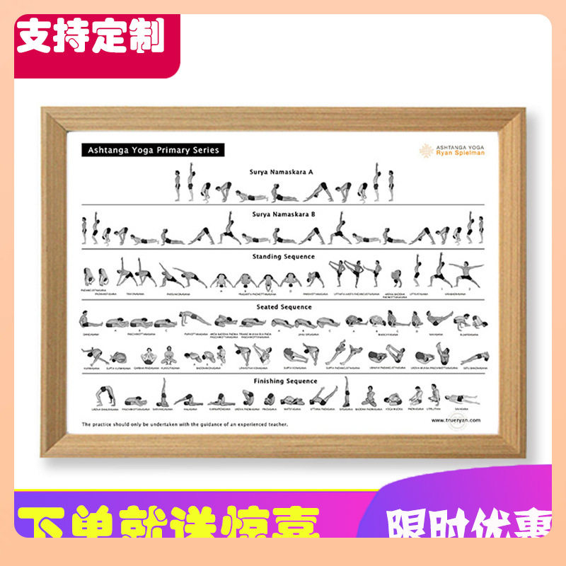 ?印度瑜伽馆yoga体式图序列简图瑜伽墙面装饰画挂画阿斯汤加挂