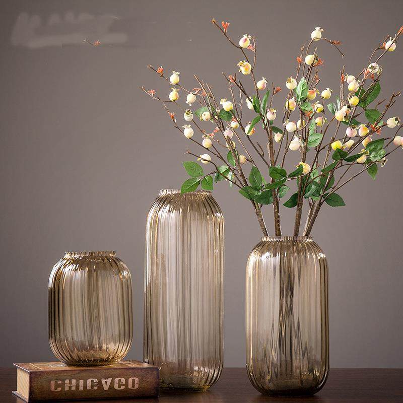 现代简约彩色玻璃花瓶摆件客厅家居桌面花瓶手工水培花器软装配饰