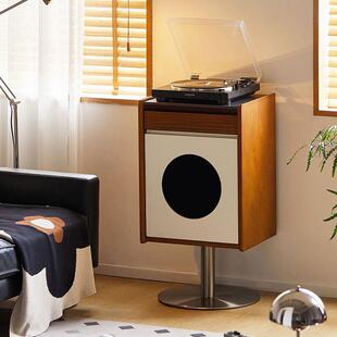 复古实木拉姆边柜客厅沙发中古储物收纳斗柜北欧复古落地带门柜子