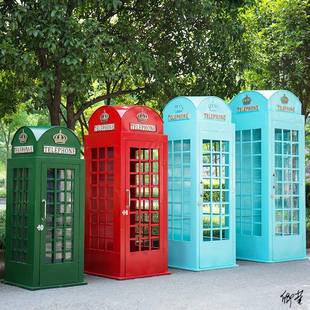 复古电话亭直销伦敦电话亭摆件创意大型复古摄影道具椅子网红酒吧