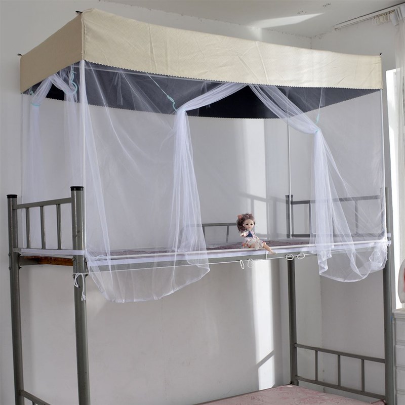 布拉格漆黑双色米黄高遮光床帘素色加厚全遮光上下铺寝室学生格坤