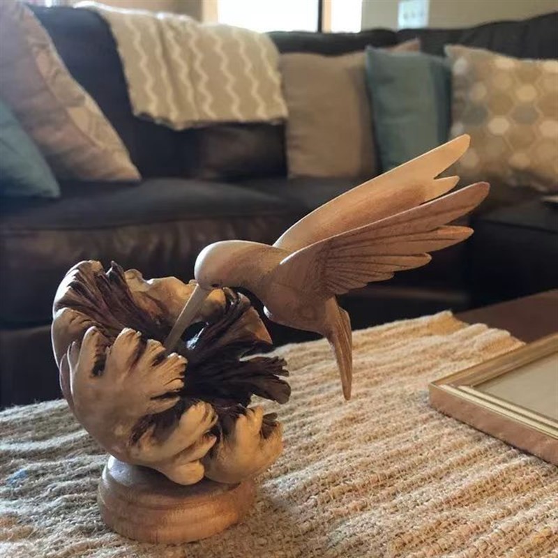跨境新款创意树脂木制工艺飞鸟啄木家居办公桌面文艺高端装饰