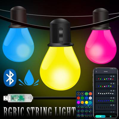 热销ideal遥控幻彩G40灯串rgb跑马防水灯泡户外装饰圣诞APP