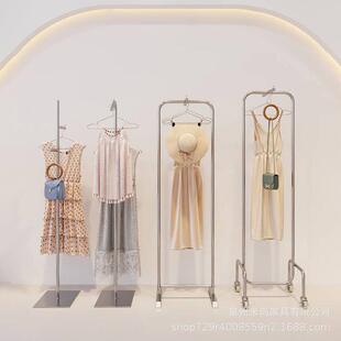 服装店正挂立式挂版货架不锈钢样衣展示架女装店橱窗正挂架落地架