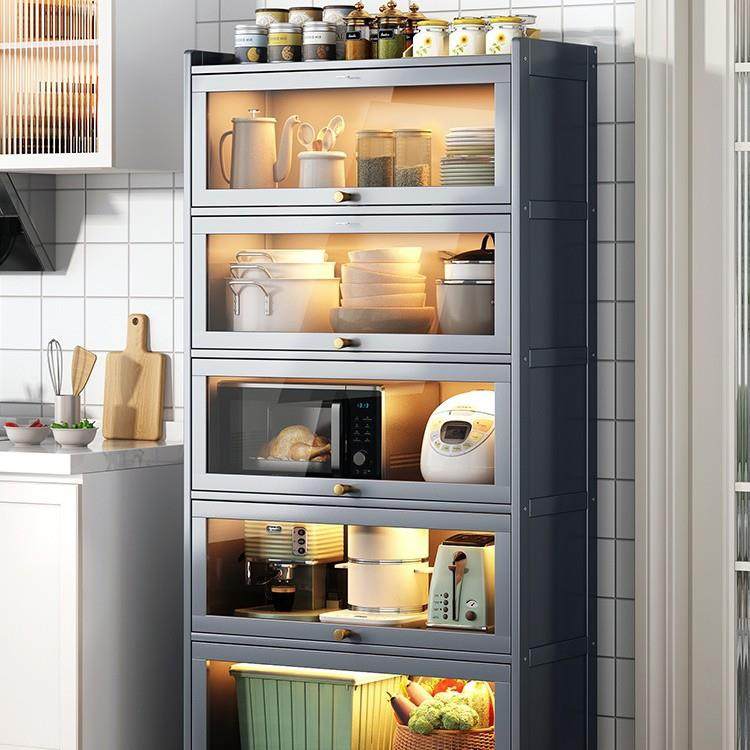 厨房置物架多功能餐边柜防尘橱柜落地收纳柜子家用多层烤箱微波炉,电子元器件市场,其它元器件,淘宝优惠券,粉丝福利购,淘宝优惠卷
