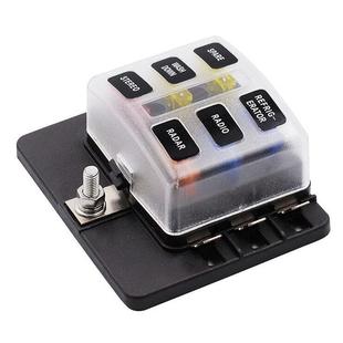 单正极6路保险丝盒适用中号插片1进6出带灯保险盒PC接线端子款