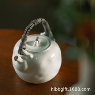 梵山堂茶壶苏打釉白泥泡茶陶壶陶瓷单壶家用煮茶烧水壶可养开片