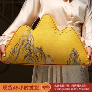 中式靠山枕坐垫抱枕客厅沙发异形靠垫山峰枕高档中国风腰枕靠背垫