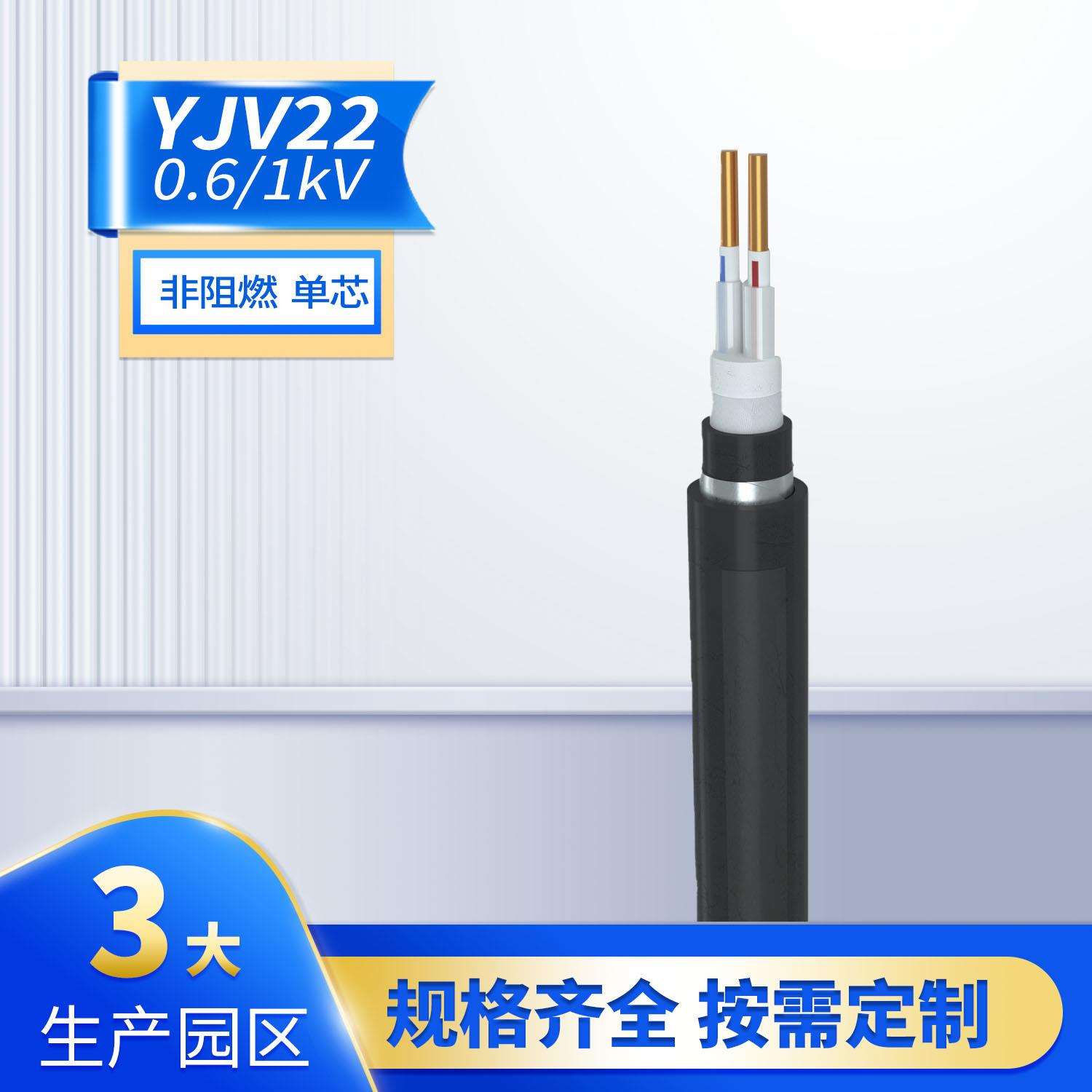 多宝电缆YJV22-0.6/1KV国标铜芯铠装非阻燃电线铜线