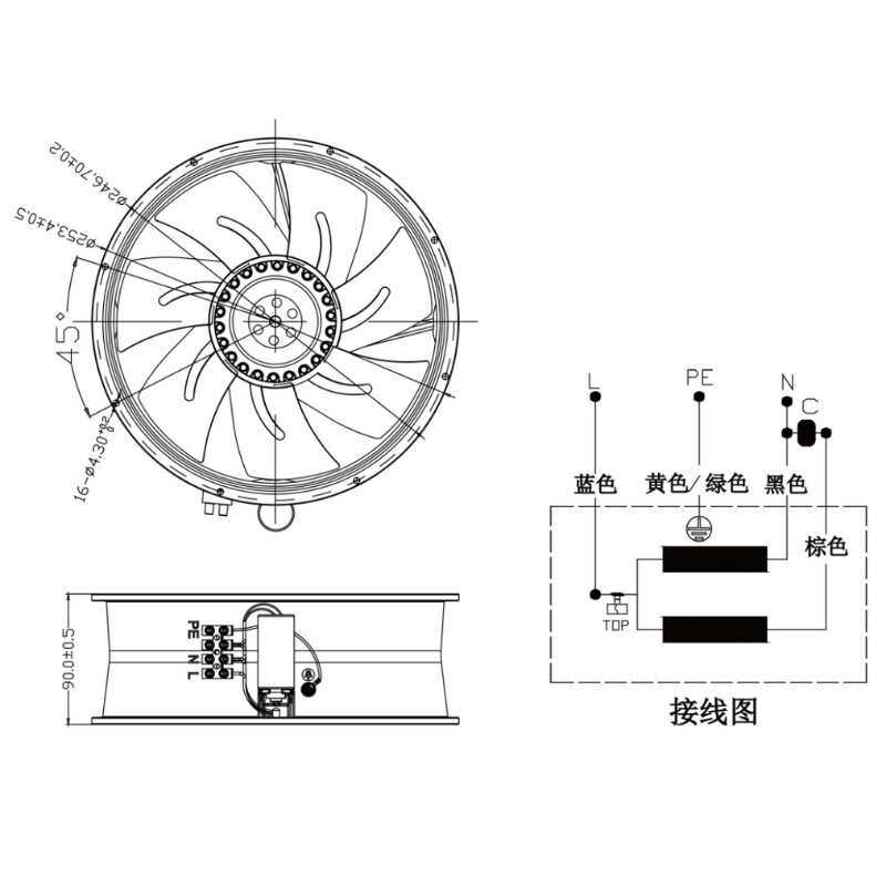 雷普电气轴流风机F2E-250B机柜配电柜排风扇大风量低噪音滚珠轴承