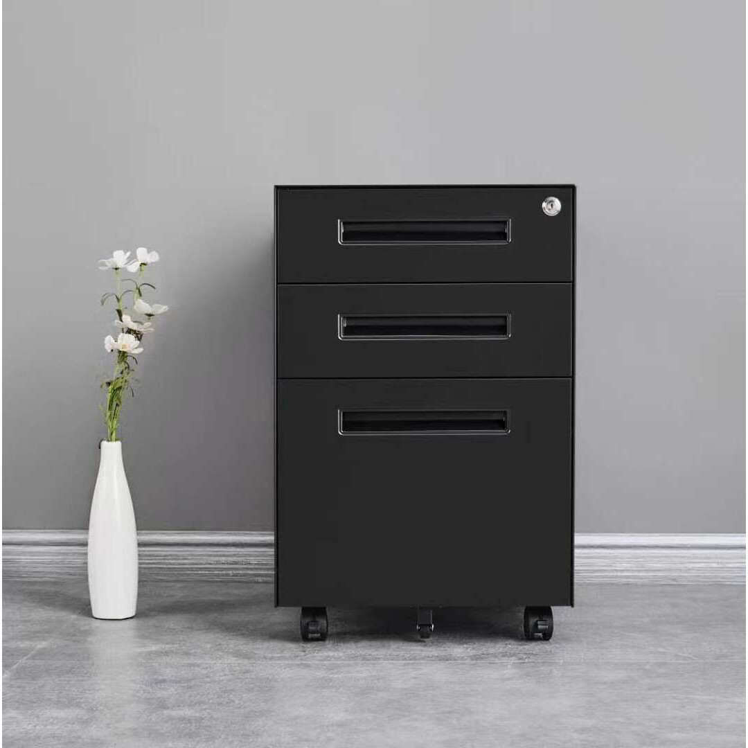 钢制移动矮柜活动柜办公室桌下文件柜带轮子柜储物柜多功能收纳