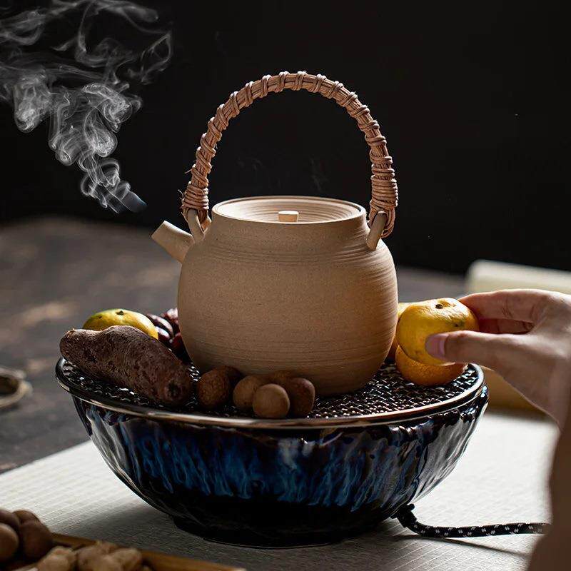 2025新款围炉煮茶器烤火炉室内家用电陶炉茶具套装玻璃茶壶烧水壶