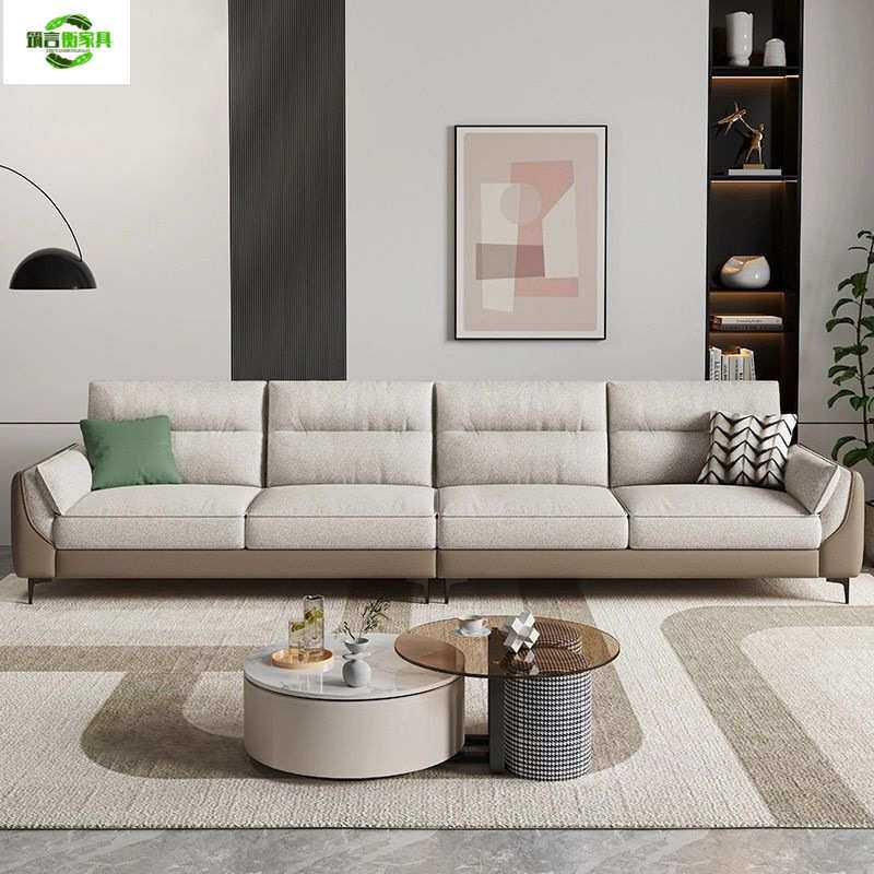 棉麻布艺沙发可拆洗客厅简约现代沙发大小户型意式猫爪皮直排沙发