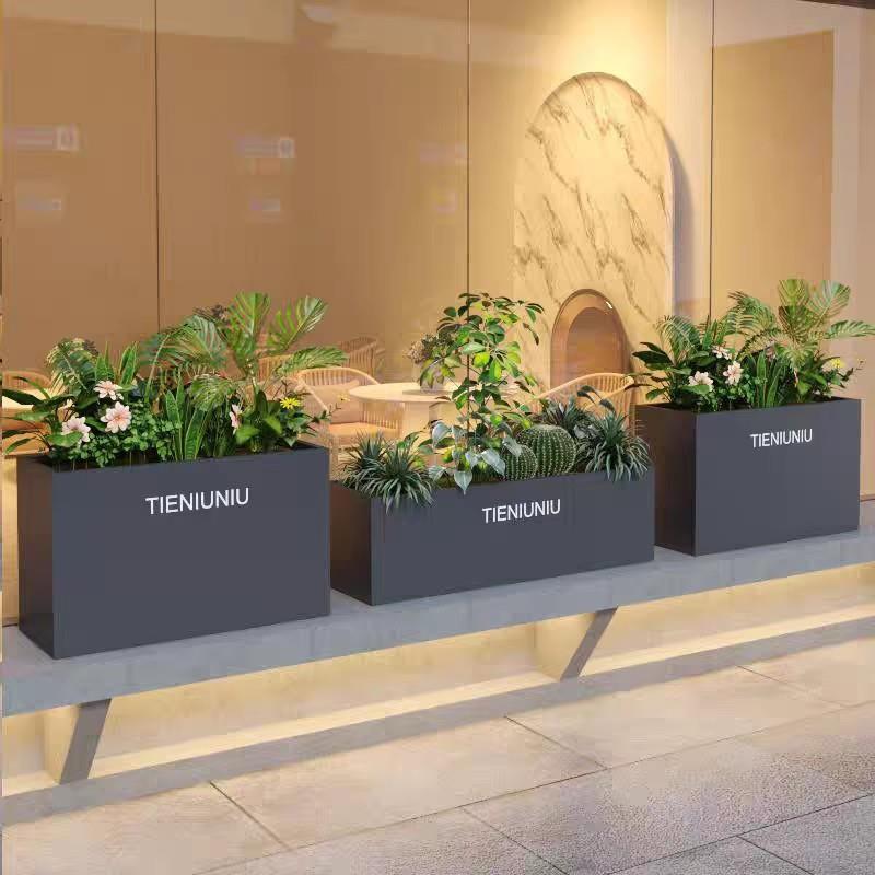 户外铁艺花箱组合室外种植围栏商业街售楼部外摆隔断金属花槽