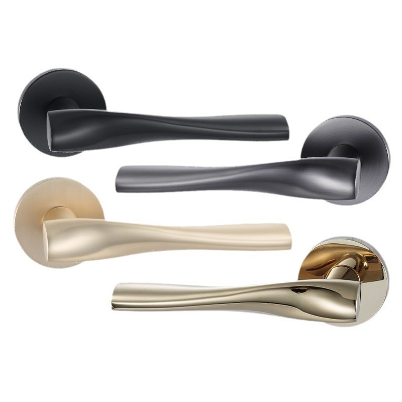 欧式轻奢门锁静音室内房门把手锌合金磁吸卧室分体执手锁黑色锁具