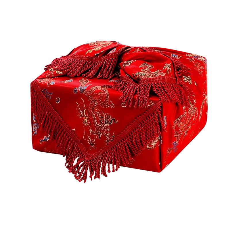 结婚包袱皮女方陪嫁嫁妆包袱布红布双层红喜盆包裹布婚庆用品大全