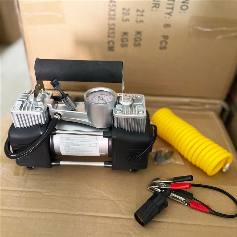 汽车真双缸充气泵便携式快速充气车载打气泵大功率车用轮胎充气泵