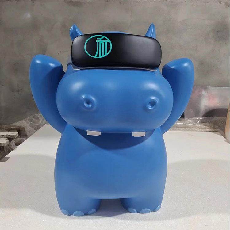 河马犀牛四川玻璃钢雕塑生产仿真卡通动物摆件雕像