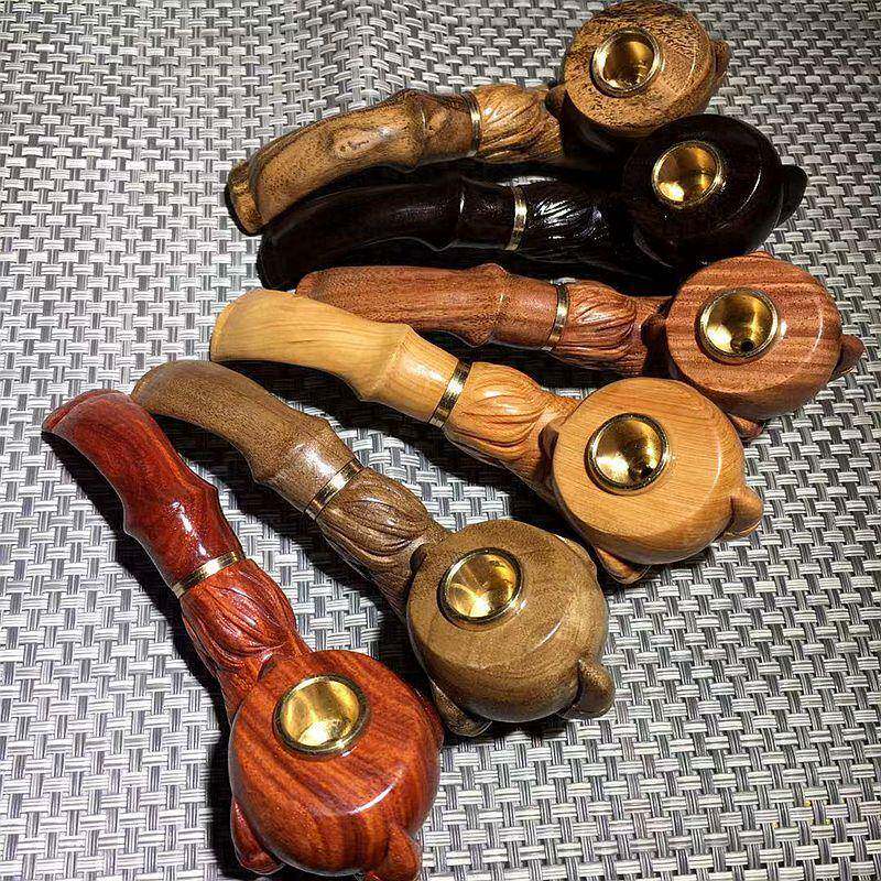 金丝楠黑檀木质雕刻龙爪烟斗非洲小叶紫檀血檀崖柏两用弯式烟斗