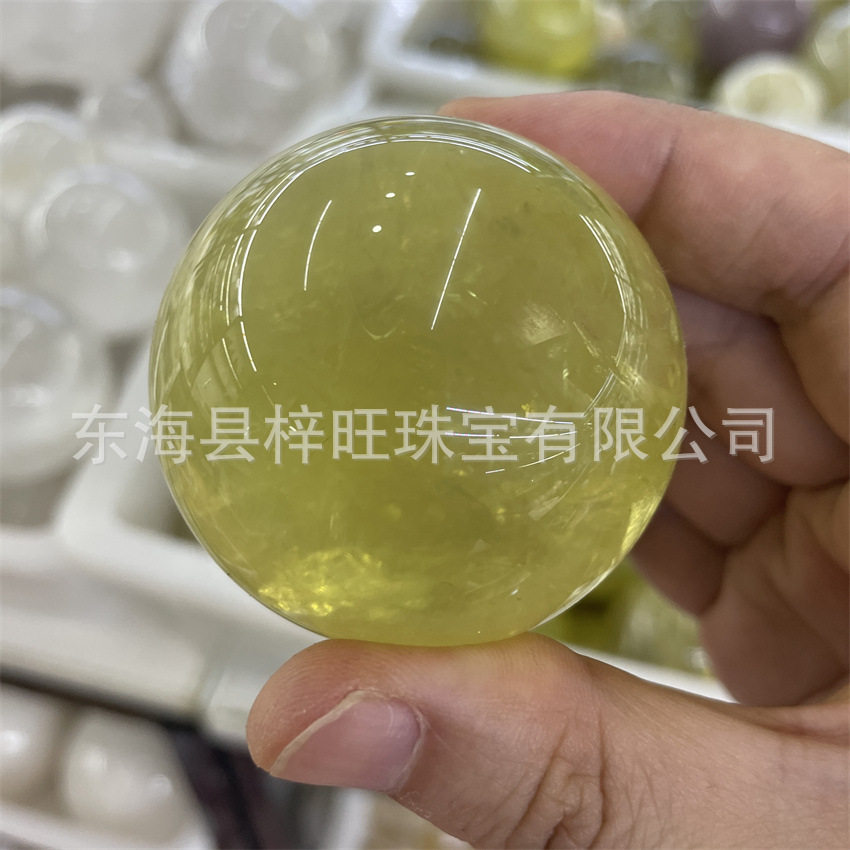 批发纯手工天然黄水晶球原石办公室客厅地球仪家居装饰品摆件开业