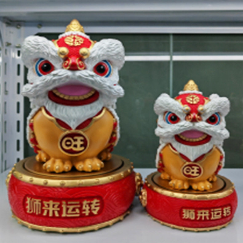 醒狮摆件新中式国潮风精美时来运转彩绘办公桌面装饰品树脂工艺品