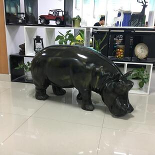 惠州工厂仿真河马雕塑直销玻璃钢动物、大型树脂户外