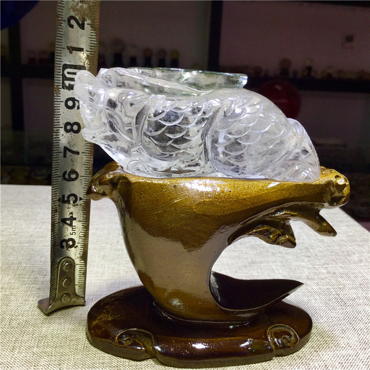 东海水晶天然绿幽俏色巧雕如意大屁股貔貅灵摆件