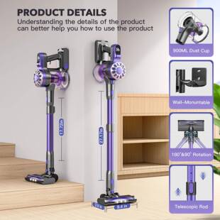 V07绿光显尘强大吸力吸尘器无线充电家车两用杆式静音除尘机