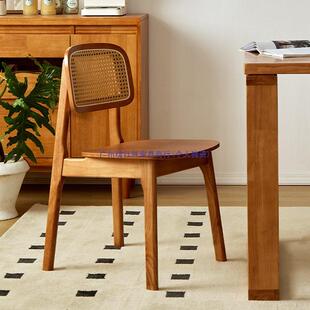 卡曼复古藤编椅子商用餐饮奶茶店民宿休闲实木椅子昌迪加尔卡曼椅