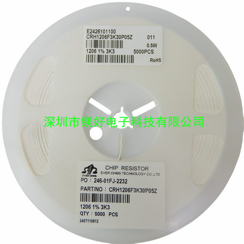 1206电阻4.3K5%1206电阻CRH1206F3K30P05Z3.3K1%0.5W