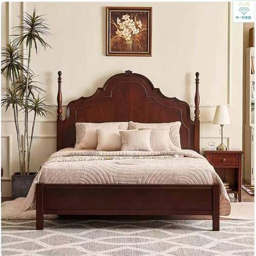 法式实木床美式复古主卧双人床婚床现代简约高端1.8米大床公主床