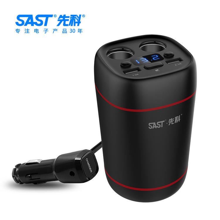 车载充电器多功能车充带LED灯汽车点烟器双usb转换接口AY-T63
