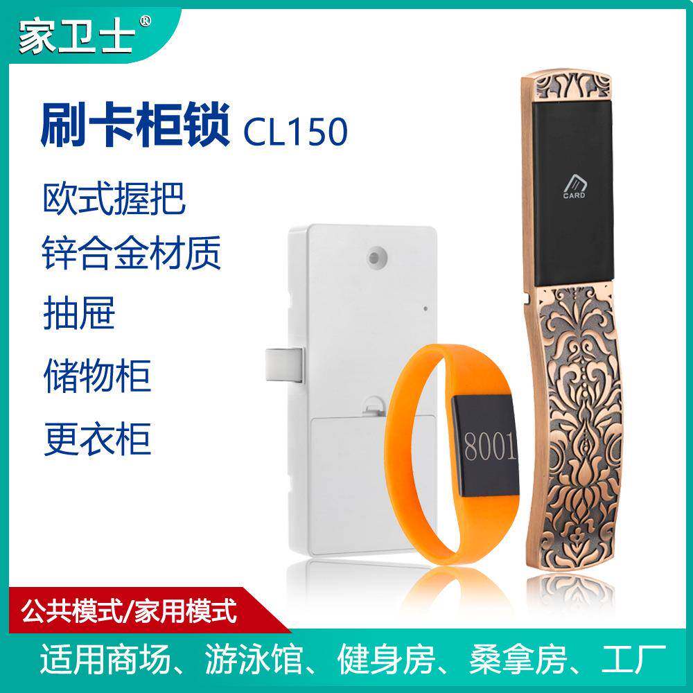 长款欧式花纹浮雕洗浴感应锁IC卡智能感应电子锁欧洲复古双开柜锁