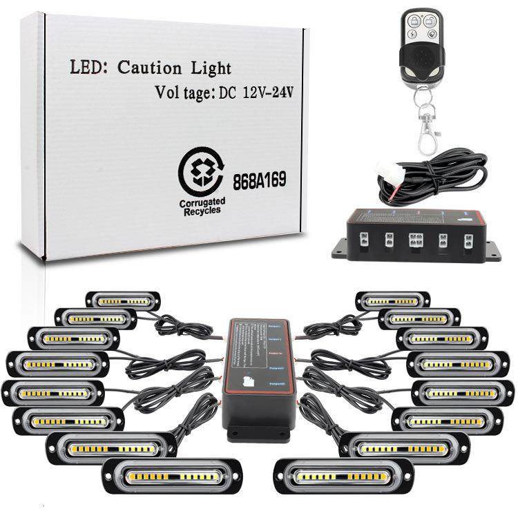一拖十六中网灯爆闪灯遥控LED警示灯16*12LED高亮格栅灯12-24V,纺织面料/辅料/配套,纺织机械配件,淘宝优惠券,粉丝福利购,淘宝优惠卷
