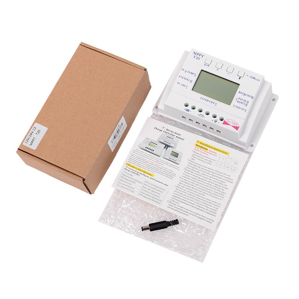 PWM双示时段2V24V20A1太阳控BOZ能制器T20液晶显太阳能充电控制器