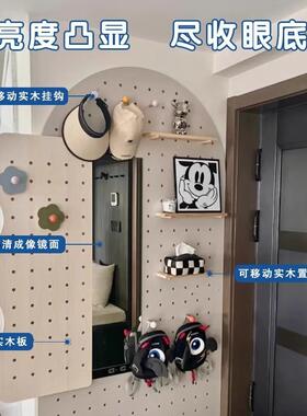 意实图案洞洞木置物架SXS入户玄关挂创板板隔板墙面收纳架子