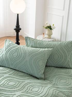 厂家供货欧美床用CGY品剪条纹波素浪色被上套花枕套三件套