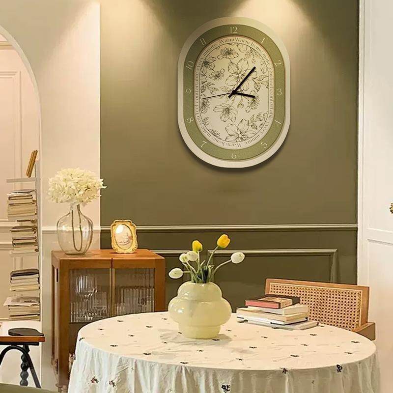 法ARR式床奶卧风餐厅挂钟装饰油画创意灯画室头画带时钟钟表挂画