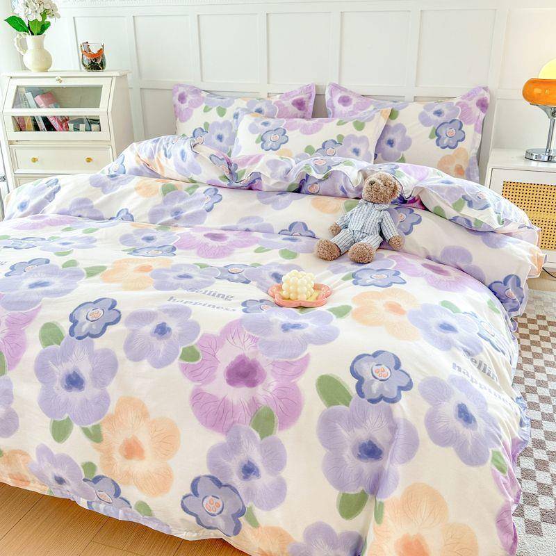 小新全棉四JII件套纯清棉卡通被套床单床双单人学宿舍三件生套人